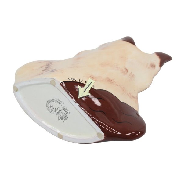 Himalayan Rag Doll Siamese 11.5" Cat Hand Painted Ceramic Vase By Nina Lyman - Picture 8 of 12